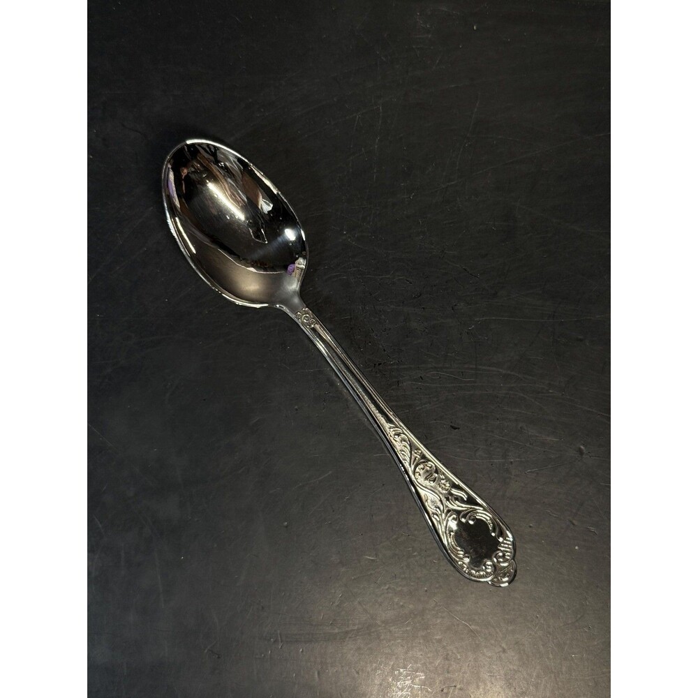 Italian 800 Silverplate Tablespoon Ornate Scroll Handle